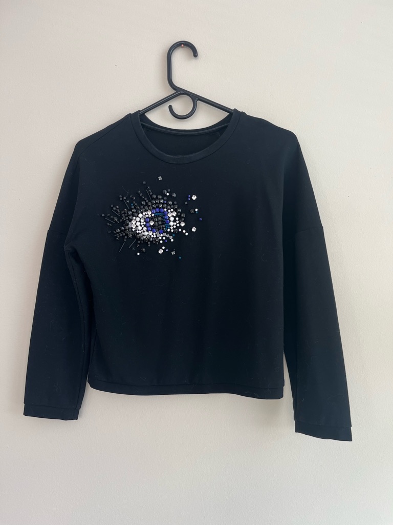 3.1 Phillip Lim Black Crystal Eye Sweatshirt